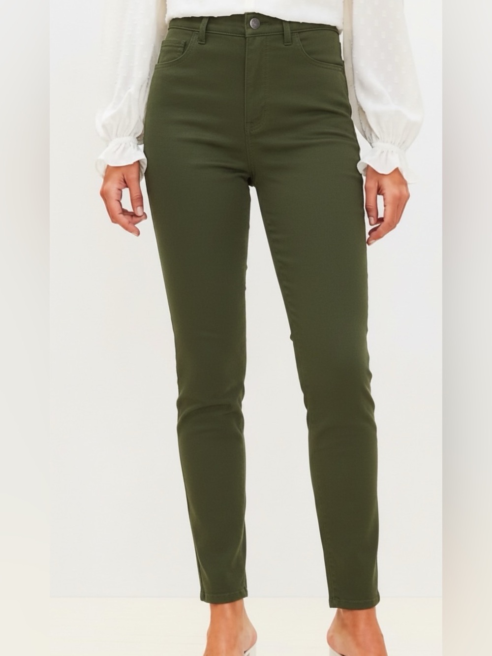 NWT LOFT olive green curved high waist skinny corduroy pants Size: 8 / 29 - Picture 8 of 8